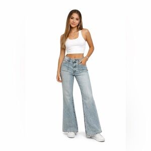 No Boundaries Women's Jeans Size 15 Junior Light Wash Denim Wide Leg Flare